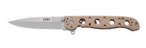 CRKT M16-03BS M16 03BS 3.55″ Folding Spear Point Plain Satin 12C27 Sandvik Blade/Bronze 2Cr13 Stainless Handle Includes Pocket Clip