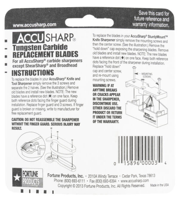 AccuSharp 003 Replacement Sharpening Blades Tungsten Carbide Blade Gray 2 Blades