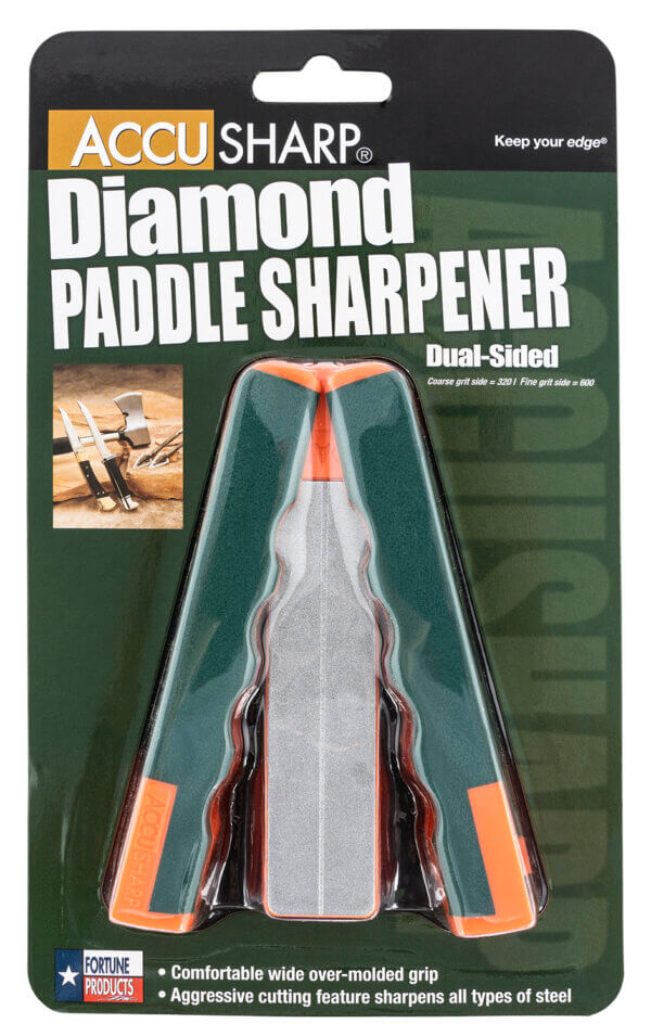 AccuSharp 051C Paddle Sharpener Folding Diamond Sharpener Black/Blue Overmolded Rubber Handle