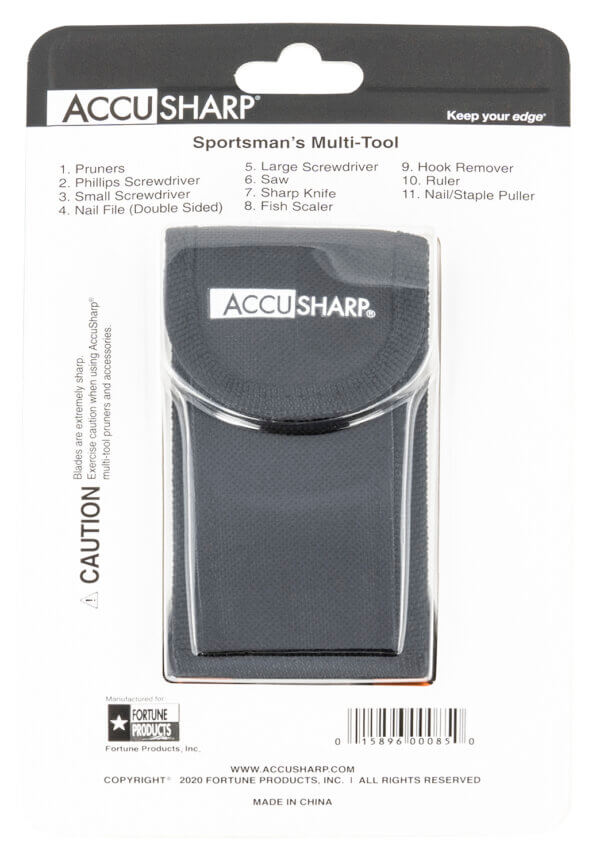 AccuSharp 085C Sportsman’s Black/Orange Folding Plain Blade Includes Nylon Case with Belt Clip