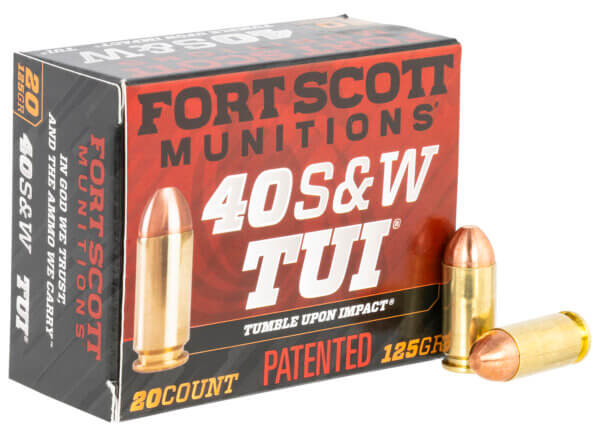 Fort Scott Munitions 400-125-SCV Tumble Upon Impact (TUI) 40 S&W 125 gr Solid Copper Spun 20 Rd Box