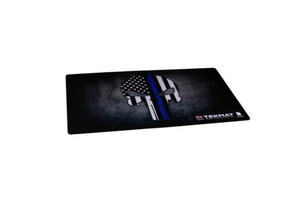TekMat TEK42BLUELINE Blue Line Punisher Door Mat Multi Color Rubber 42″ Long Blue Line Punisher Skull