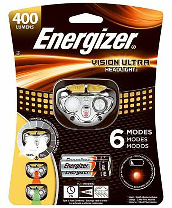 Energizer HDE32E Vision Ultra 20/400 Lumens Red/Green/White IPX4 LED Bulb Black 80 Meters Distance