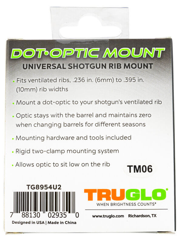TruGlo TGTG8954U2 Universal Shotgun Rib Mounts  Black Trijicon RMR