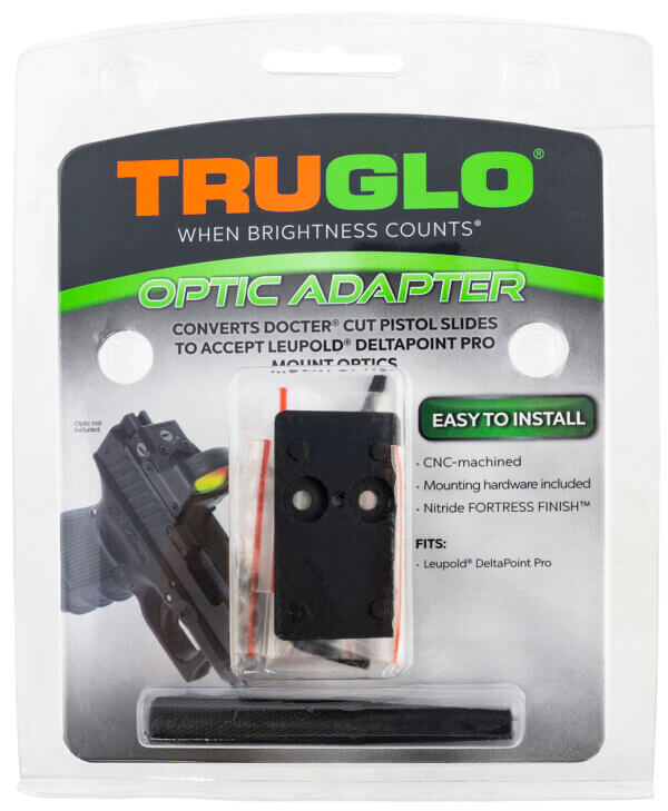 TruGlo TGTG8952A Red Dot Sight Adapter Handgun Aluminum Black TruGlo Tru•Tec Micro  Leupold  Vortex  EOTech  Burris  Meopta