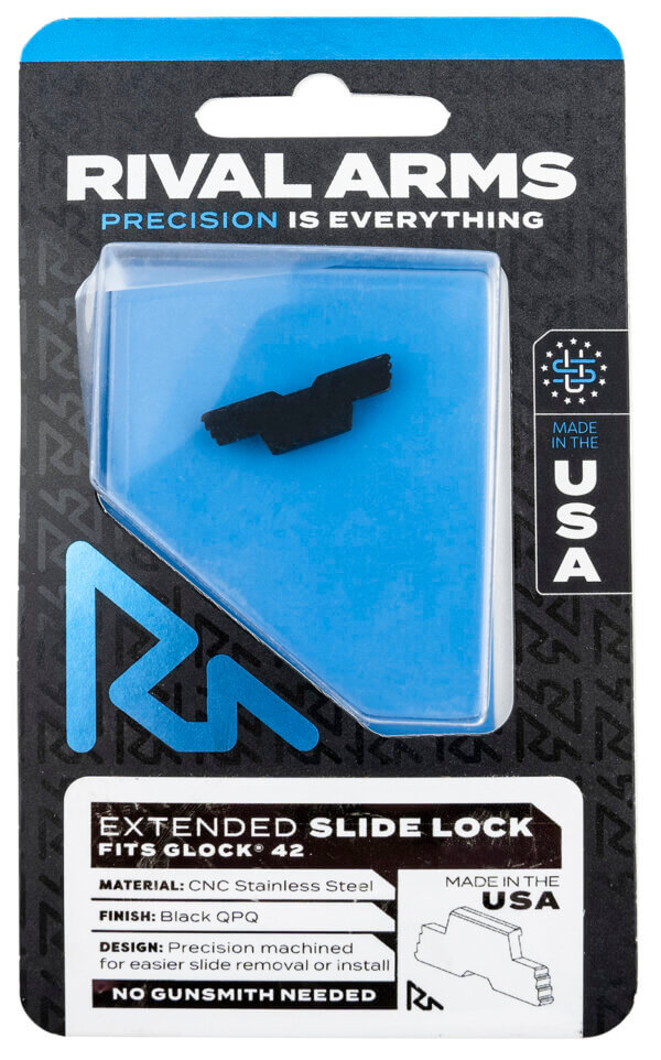 Rival Arms RA-RA80G004D Slide Lock Extended Polished Stainless for Glock 42