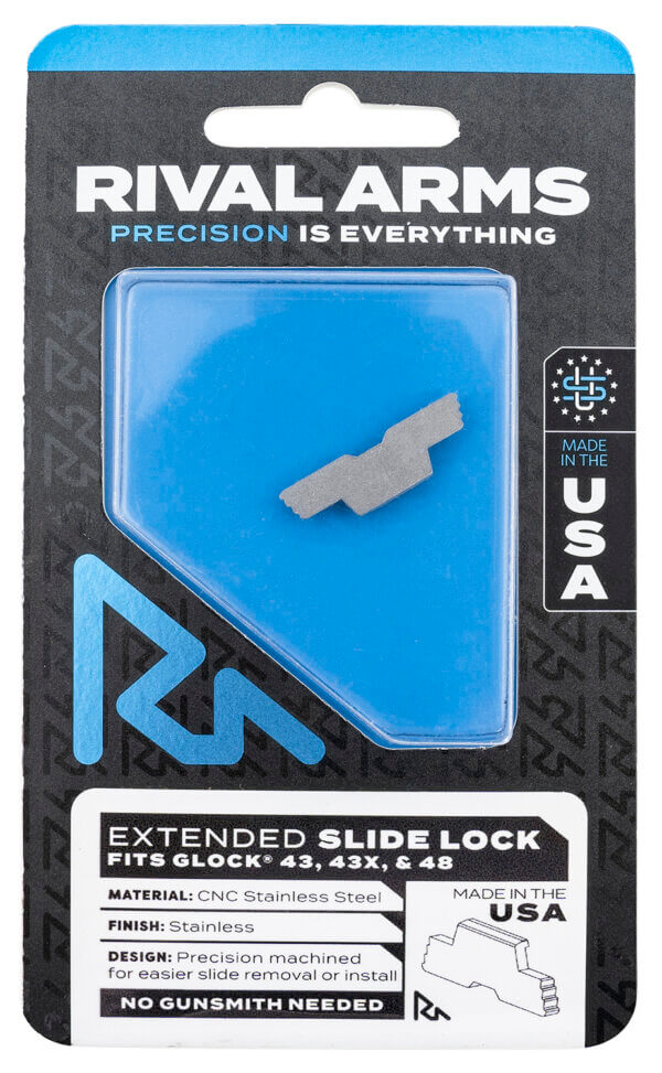 Rival Arms RA-RA80G003D Slide Lock Extended Polished Stainless for Glock 43 43X 48