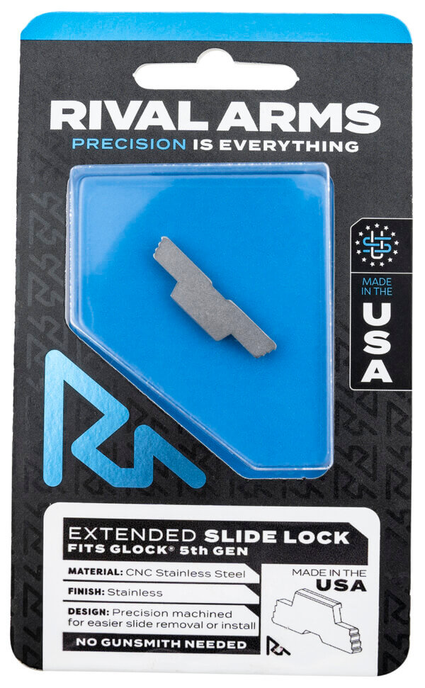 Rival Arms RA-RA80G003D Slide Lock Extended Polished Stainless for Glock 43 43X 48