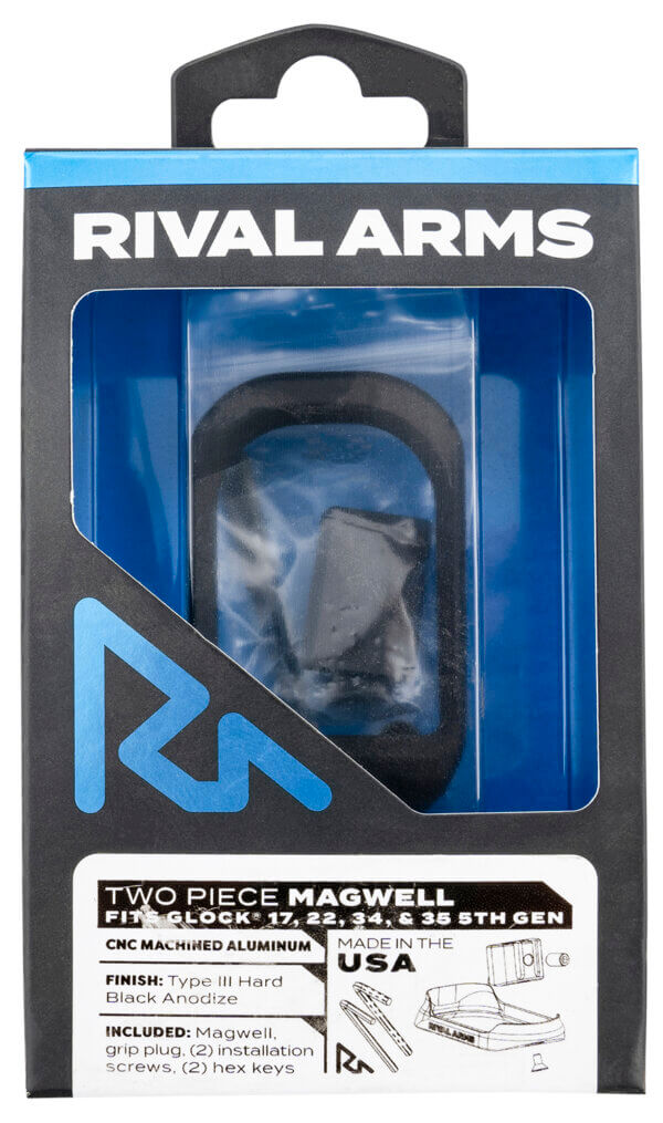 Rival Arms RA-RA70G221A Two Piece Magwell made of Aluminum with Anodized Black Finish for Glock 19 Gen5