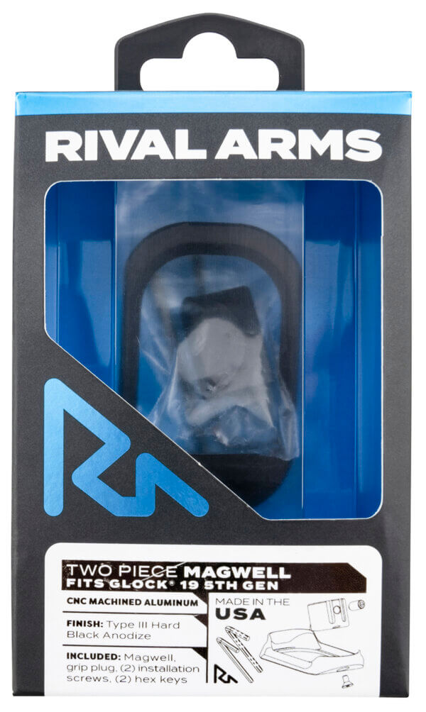 Rival Arms RA-RA70G221A Two Piece Magwell made of Aluminum with Anodized Black Finish for Glock 19 Gen5