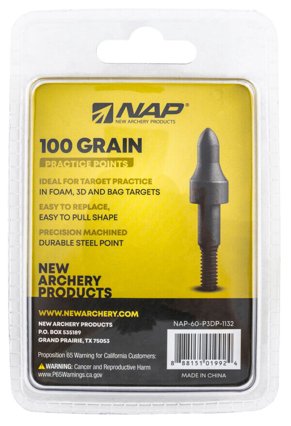 NAP NAP60P3DP1132 3D Practice Points Field Tips Fixed 100 grain Black 12 Pk