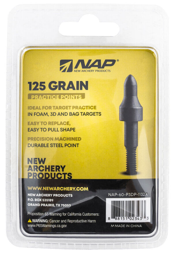 NAP NAP60P3DP1132X 3D Practice Points Field Tips Fixed 125 grain Black 12 Pk