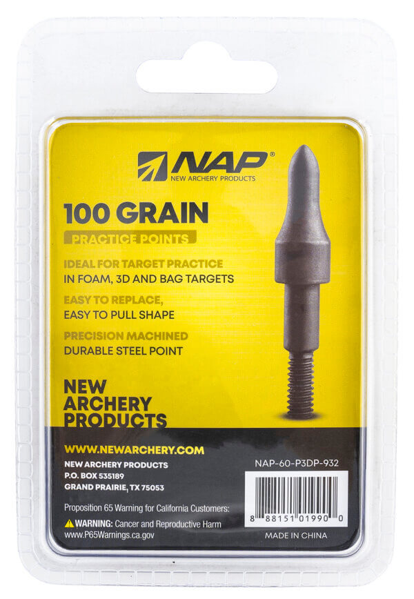 NAP NAP60P3DP932 3D Practice Points Field Tips Fixed 100 gr Black 12 Pk