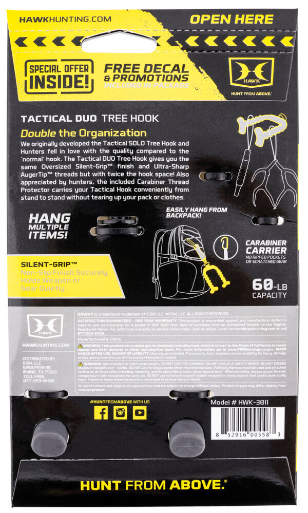 Hawk HWK3011 Tactical Duo Tree Hook Black