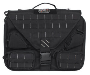 Tac Six 10838 Unit Tactical Case made of Black 600D Polyester with Lockable Zippers  Flexible Design  Rope Handles  MOLLE System  Storage Pockets & Holds up to 2 Rifles 38 L x 13″ W x 7.50″ H Interior Dimensions”