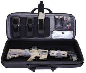 GPS Bags T28SWC Tactical Hardsided Special Weapons Case Black 1000D Nylon with Visual ID Storage System  Storage Pockets  Lockable Zippers Holds SBR Rifle with Folding Stock & Up To 6 Mags