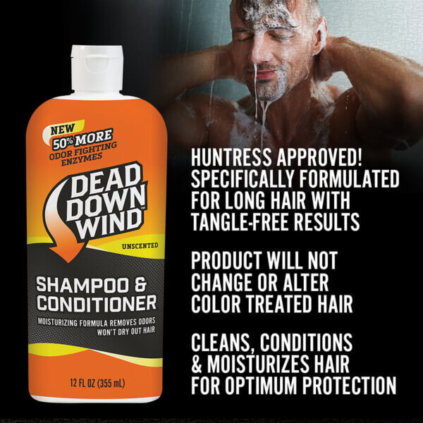 Dead Down Wind 121218 Shampoo/Body Wash Odor Eliminator Unscented Scent 12 oz Bottle