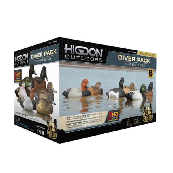 Higdon Outdoors 19994 Standard Diver Pack Bluebill/Redhead/Ringneck Species Multi Color Foam Filled 6 Pack