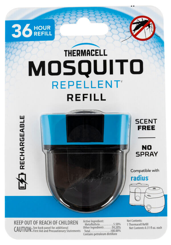 Thermacell ER136 Repellent Refill  Black Effective 20 ft Fits Rechargeable E-Series & Radius Zone Odorless Scent Repels Mosquito Effective Up to 36 hrs