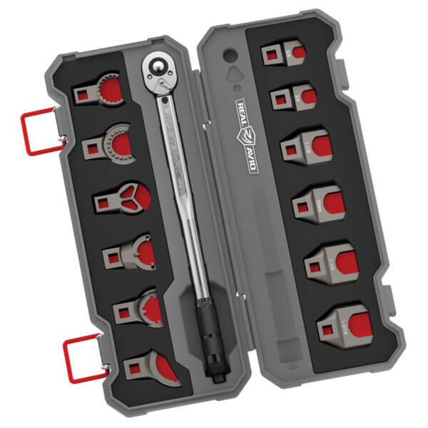Real Avid AVMF13WS Master -Fit 13 Piece Crowfoot Wrench Set Gray/Red AR-Platform Heavy Duty Torque Wrench Handle 13 Pieces