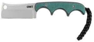 CRKT 2383 Minimalist 2.13″ Fixed Cleaver Plain Bead Blasted 5Cr15MoV SS Blade/ Green Contoured Resin Infused Fiber Handle Includes Lanyard/Sheath