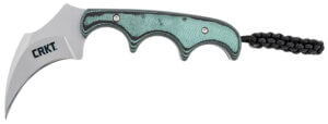 CRKT 2379 Minimalist Persian 2.76″ Fixed Recurve Plain Bead Blasted 8Cr13MoV SS Blade/Green Contoured Resin Infused Fiber Handle Includes Lanyard/Sheath