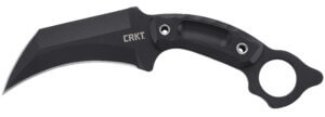 CRKT 2630 DU Hoc 5.10″ Fixed Recurve Plain Black Powder Coated SK-5 Steel Blade/ Black Black Textured GRN Handle Includes Sheath