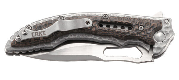CRKT 5460 Fossil Compact 3.41″ Folding Drop Point Plain Satin 8Cr13MoV SS Blade/ SS w/Multi-Colored G10 Handle