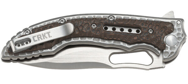 CRKT 5470 Fossil 3.96″ Folding Drop Point Plain Satin 8Cr13MoV SS Blade/ Brown G10/SS Handle Includes Pocket Clip