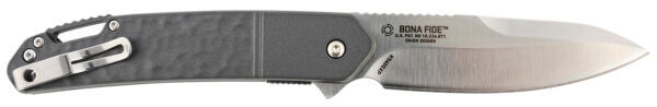 CRKT K540GXP Bona Fide 3.59″ Folding Modified Drop Point Plain Satin D2 Steel Blade/Black Textured Aluminum Handle Includes Pocket Clip