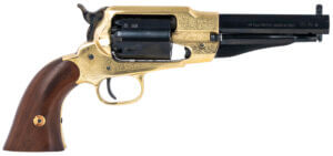 Pietta PF58BRE44512 1858 Sheriff 44 Cal 6 Shot 5.50″ Blued Barrel & Cylinder Engraved Brass Frame Walnut Grip Brass Triggerguard & Backstrap
