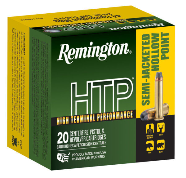 Remington Ammunition 23010 HTP Defense 44 Rem Mag 240 gr Semi-Jacketed Hollow Point (SJHP) 20rd Box