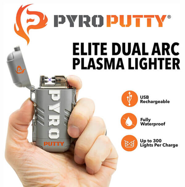 Pyro Putty PPARC2 Dual Arc Elite Lighter Gray 2.63″ Long Includes USB Cable/Lanyard