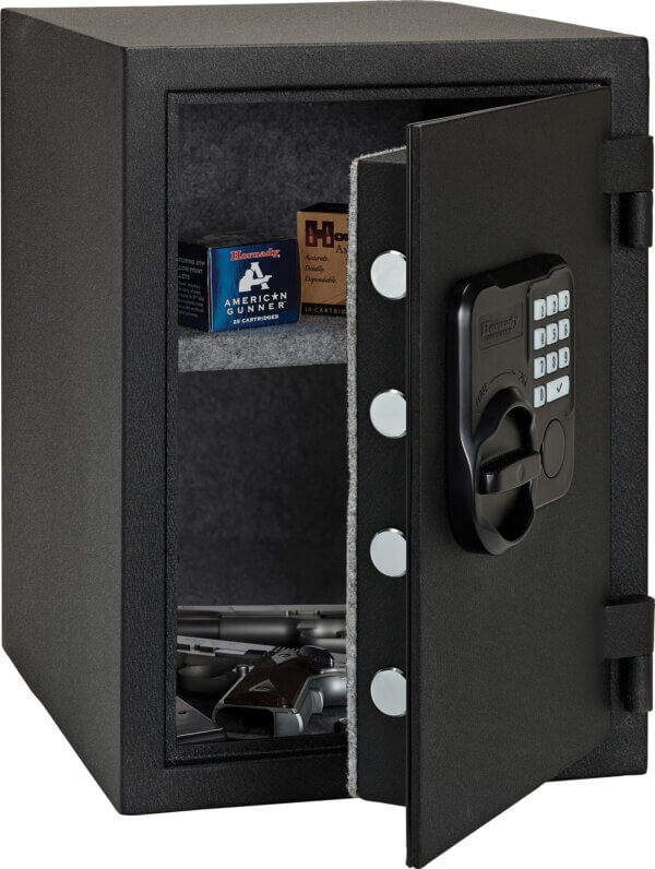 Hornady 95407 Fireproof Safe  Keypad Key Entry Black Powder Coat Black Holds 2 Handguns Steel