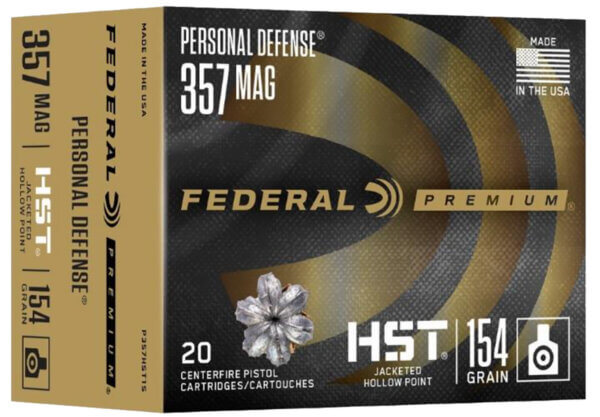 Federal P357HST1S Premium Personal Defense 357 Mag 154 gr HST Jacketed Hollow Point 20rd Box