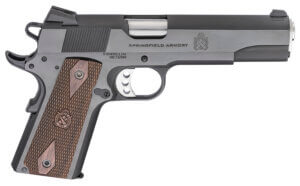 Springfield Armory PX9420 1911 Garrison 45 ACP 7+1 5″ Barrel Blued Carbon Steel Frame w/Beavertail Serrated Slide Thin-Line Wood Grips Feature Double-Diamond Pattern & Crossed Cannon Logo