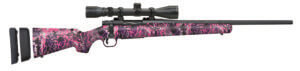 Mossberg 28142 Patriot Super Bantam 243 Win Caliber with 5+1 Capacity 20″ Fluted Barrel Matte Blued Metal Finish & Muddy Girl Wild Synthetic Stock Right Hand (Youth) Includes 3-9x40mm Scope