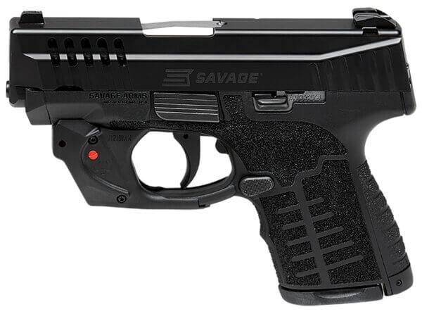 Savage Arms 67017 Stance 9mm Luger 3.20″ 7+18+1 Black Polymer Frame Serrated/Ported Black Nitride Slide Interchangeable Backstraps No Manual Safety Viridian E-Series Red Laser