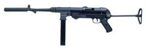 Mauser Rimfire 4400009 MP-40 Carbine 22 LR 23+1 16.30″ Barrel w/Faux Suppressor Steel Receiver Black Metal Finish Adjustable Rear Sight Underfolding Black Stock