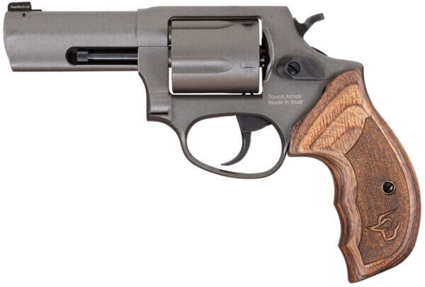 Taurus 26053CNS 605 SA/DA 38 Special +P or 357 Mag Caliber with 3″ Barrel 5rd Capacity Cylinder Overall Tungsten Gray Cerakote Finish Steel Altamont Wood Grip & Night Front Sight