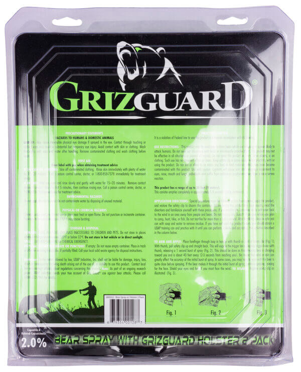 UDAP 260GG2 Griz Guard Bear Pepper Spray Black Effective 30 ft 9.2 oz Spray Bottle Repels Bears 2 pack