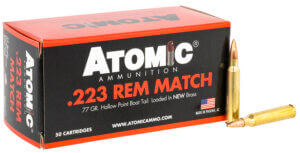 Atomic Ammunition Rifle 223 Rem 77 gr Hollow Point Boat-Tail (HPBT) 20 Round Box
