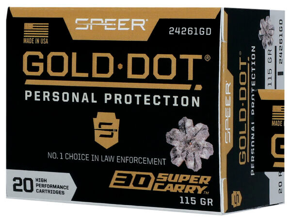 Speer 24261GD Gold Dot Personal Protection 30 Super Carry 100 gr 1150 fps Hollow Point (HP) 20rd Box