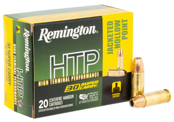 Remington Ammunition R20019 HTP Defense 30 Super Carry 100 gr Jacketed Hollow Point (JHP) 20rd Box