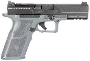 ZEV OZ9STDCOMG OZ9 Combat 9mm Luger 4.49″ 17+1 (2) Combat Gray Frame Black Steel Slide with Optics Cut Aggressive Textured Combat Gray Polymer Grips