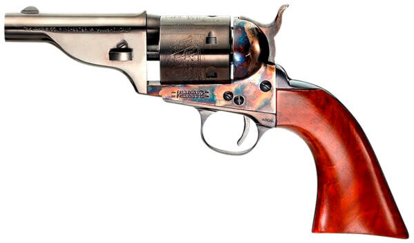 Taylors & Company 550958 The Hickok Open-Top 38 Special Caliber with 3.50 Blued Finish Barrel  6rd Capacity Blued Finish Cylinder  Color Case Hardened Finish Steel Frame & Walnut Army Size Grip”