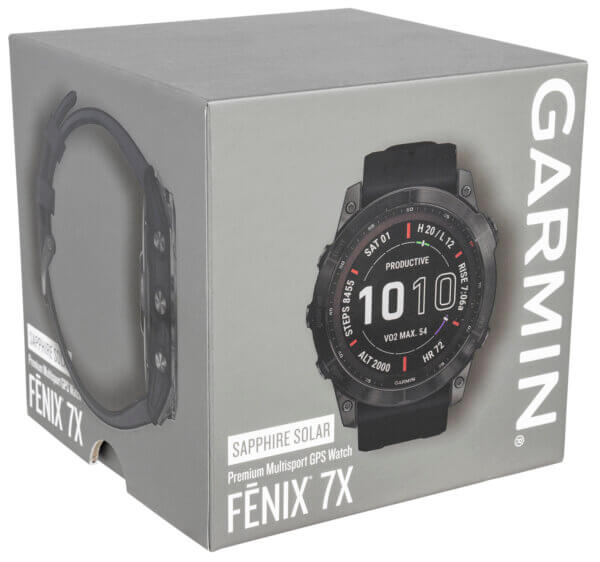 Garmin 010-02541-10 Fenix 7X Sapphire Edition Fitness Tracker Carbon Gray DLC/Black 51mm Solar Compatible With iPhone/Android Wi-Fi/Bluetooth/ANT+ GPS Yes