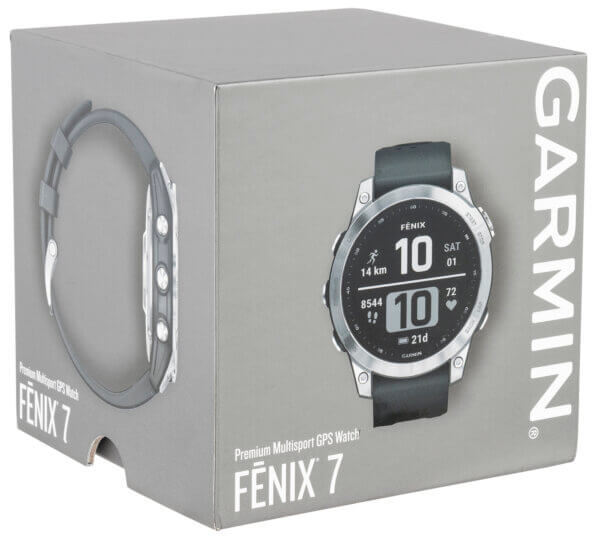 Garmin 0100254000 Fenix 7 Standard Edition Fitness Tracker 16GB Memory Silver/Graphite Band Size 47mm Compatible w/ iPhone/Android Wi-Fi/Bluetooth/ANT+
