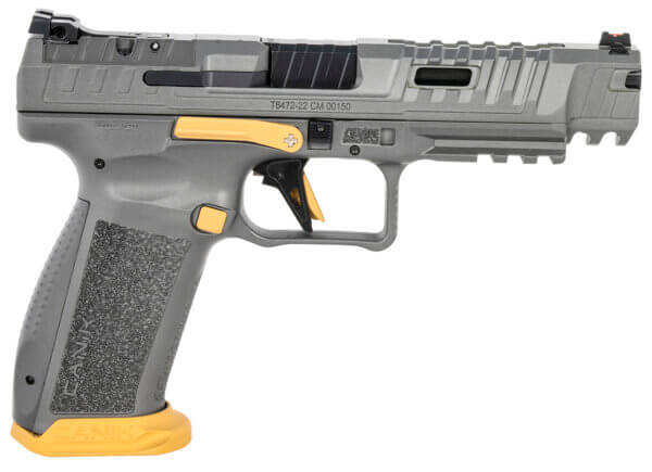 Canik HG6610TN SFx Rival 9mm Luger 5″ 18+1 Rival Gray with Gold Cerakote Accents Finish Ported Steel Aggressive Serrations Slide & Interchangeable Backstrap Grip