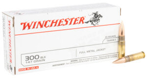 Winchester Ammo USA300B147 USA Target 300 Blackout 147 gr Full Metal Jacket Open Tip (FMJOT) 20 Round Box